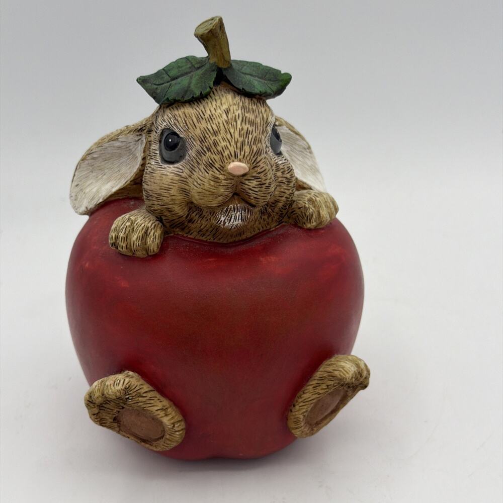 Mouse in Apple, Vintage Figurine Paperweight Teacher Gift Nursery Baby Room